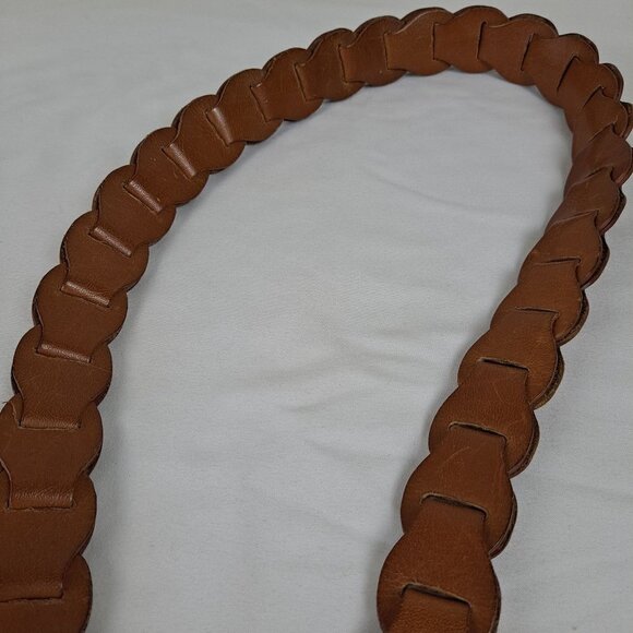Medium Brown Leather Belt with Brass Toned Hardware - Picture 8 of 8
